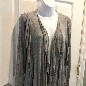 Pleione Light weight long sleeve ruffled cardigan